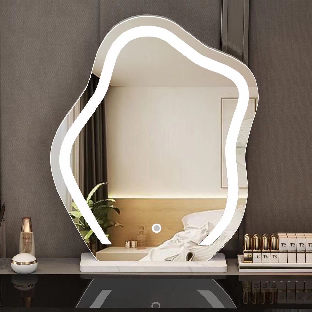 Large Makeup Mirror Cloud Shape Vanity Mirror 3 Colors LED Lights 220V