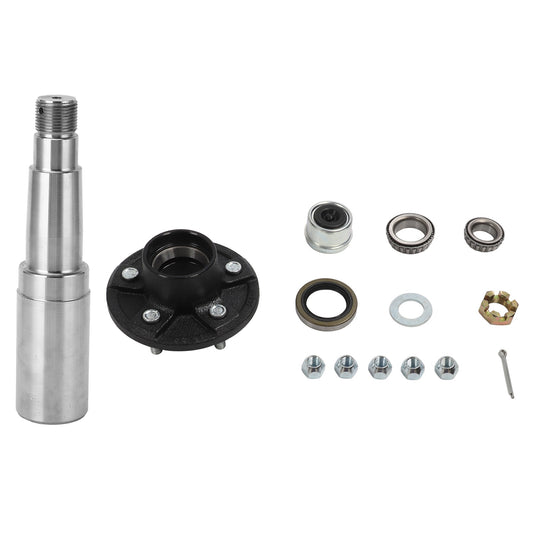 3500 Lb Trailer Axle Kit with 5 Studs 4.5in Bolts Idler Hub 25mm to 35mm Round Spindle for Cargo Boat Trailer