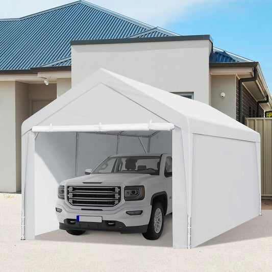 Carport, 10X20 Heavy Duty Portable Carport Garage Tent For Outdoor Storage Shelter White