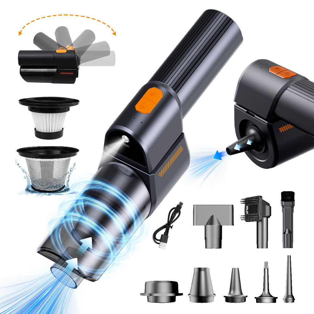 Handheld Vacuum Cordless Car Vacuum With Strong Suction Car Rechargeable 180 Foldable Inflator Portable Suction Low Noise