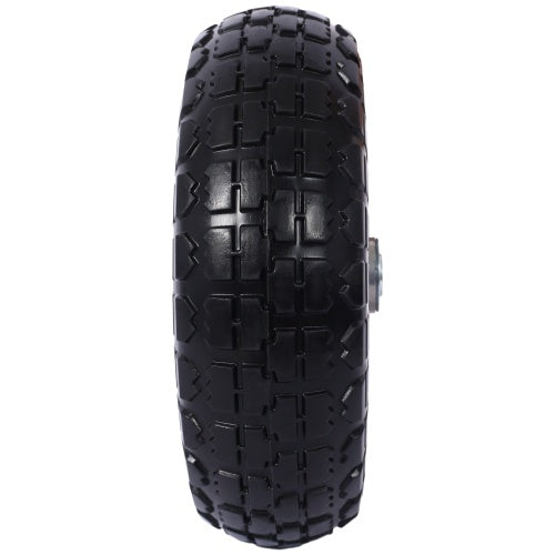 Heavy-Duty Flat Free PU Foam Tire And Wheel   4.10 X3.50-4, 10 Diameter, 5 8 Axle Bore Hole, 2.2 Offset Hub And Double Sealed Bearings For Hand Trucks Replacement,orange Color