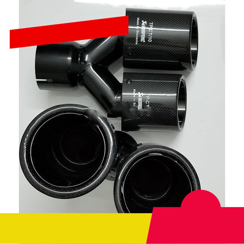 Car Modified Muffler Double Out Bright Black Exhaust Pipe Tail Throat