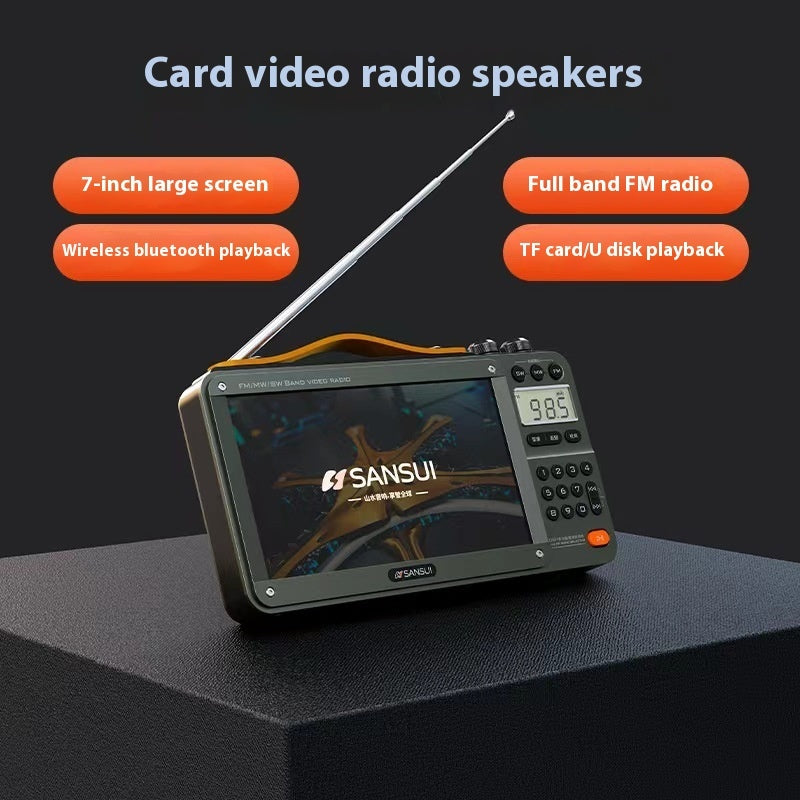 Radio pour personnes âgées à domicile Haut-parleur Bluetooth à bande complète Lecteur vidéo HD