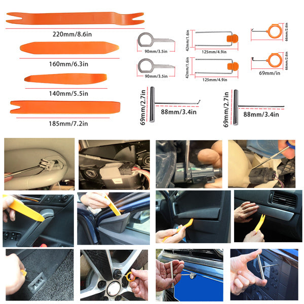 34 Piece Car Tool Set Car Trim Removal Tool Double Prongs U-Hook Puller Set