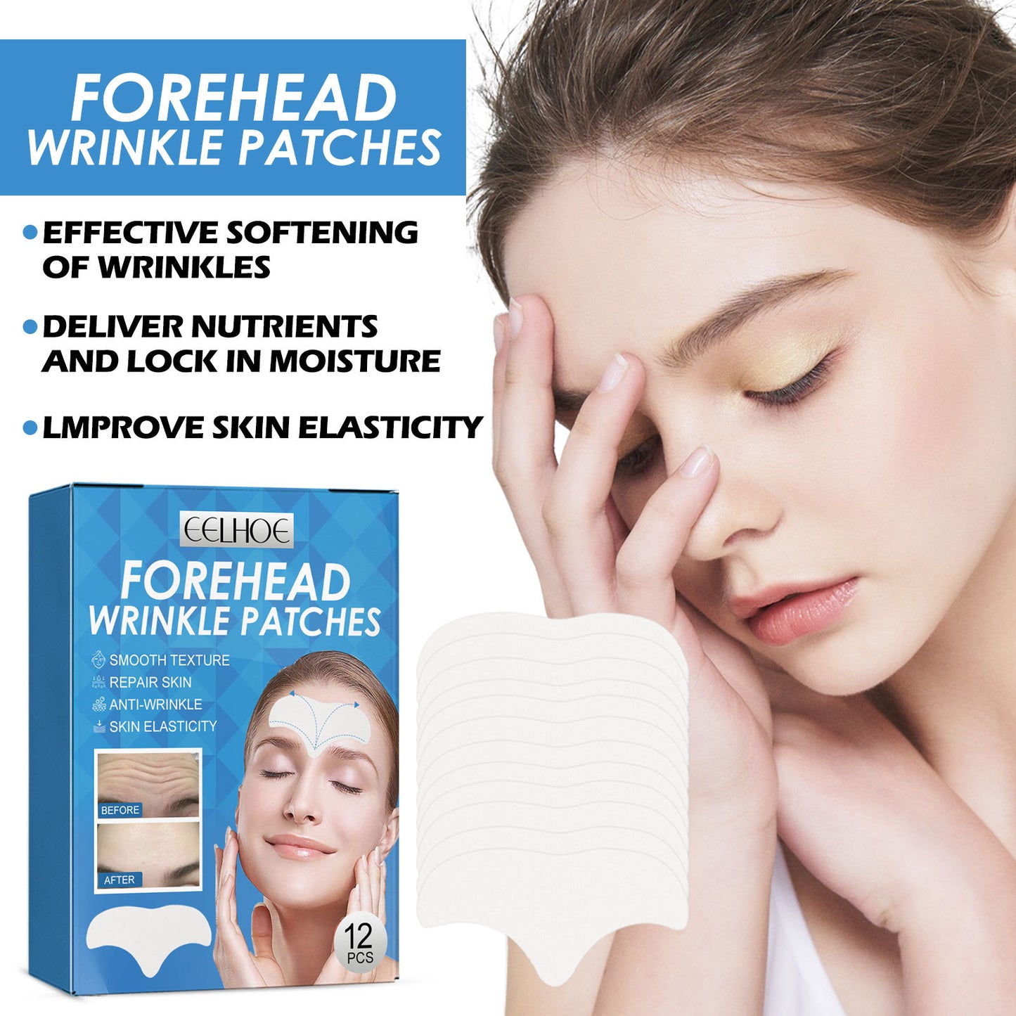 EELHOE Forehead Wrinkle Patch Reduces Wrinkles, Tightens Wrinkles, Moisturizes And Smooths The Skin