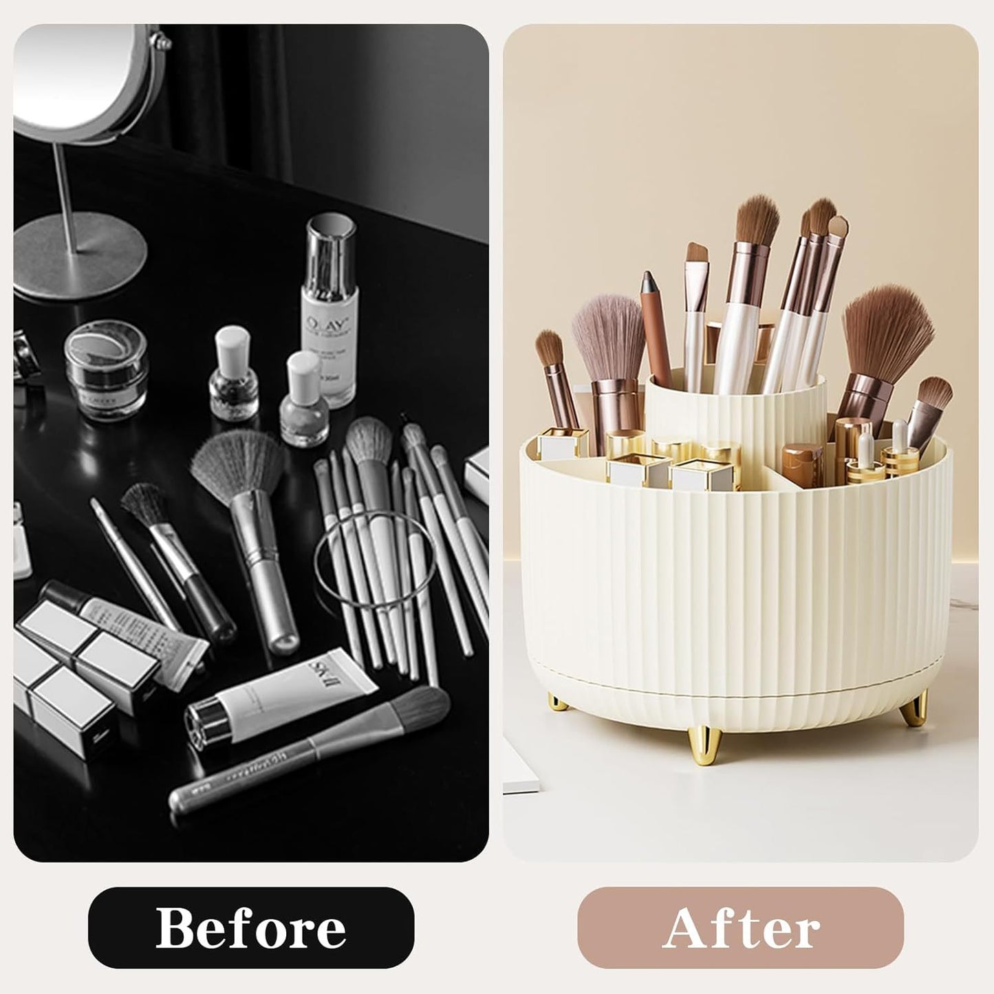 360 Degree Rotating Makeup Brush Holder Cosmetic Brush Holder Large Capacity Lipstick Makeup Brush Pen Eyebrow Pen Jewelry Container