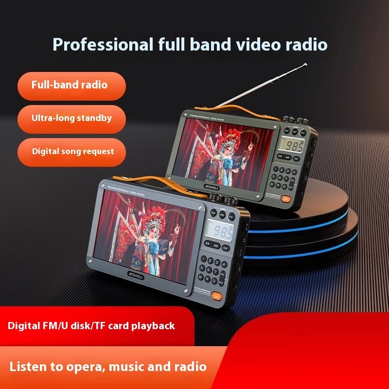 Radio pour personnes âgées à domicile Haut-parleur Bluetooth à bande complète Lecteur vidéo HD