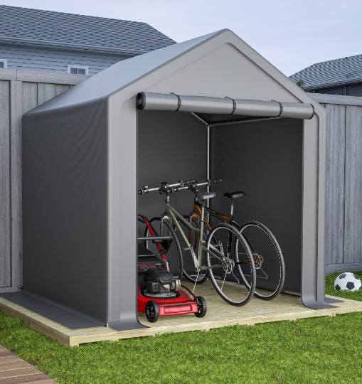 6x6 Ft Garden Shed Heavy Duty Outdoor Portable Garage Ventilated Car Canopy Carports