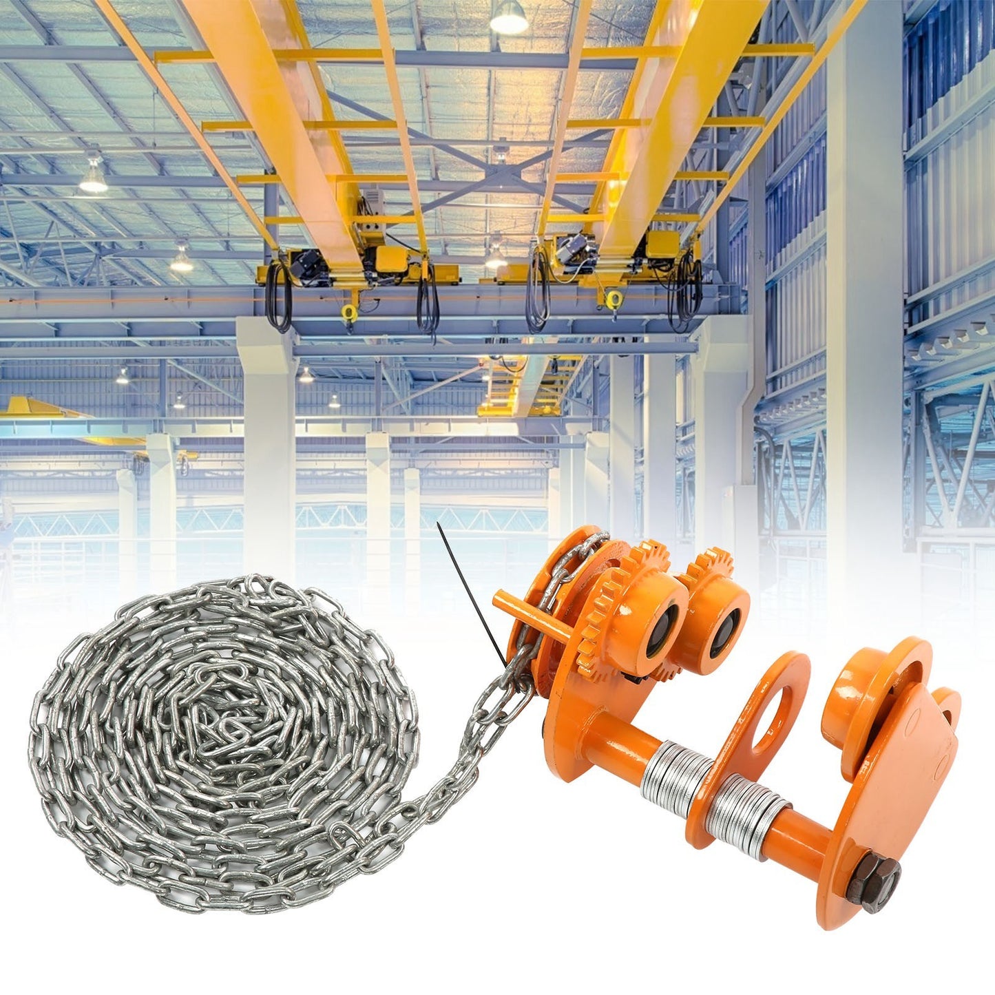 Manual Trolley Heavy Duty Push Beam Roller with 3Meters Chain Mechanical Equipment