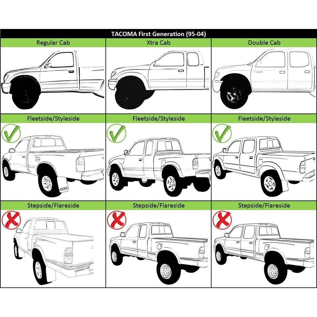 Rear Step Bumper For 1995-2004 Tacoma Fleetside Face Bar Pad With Bracket
