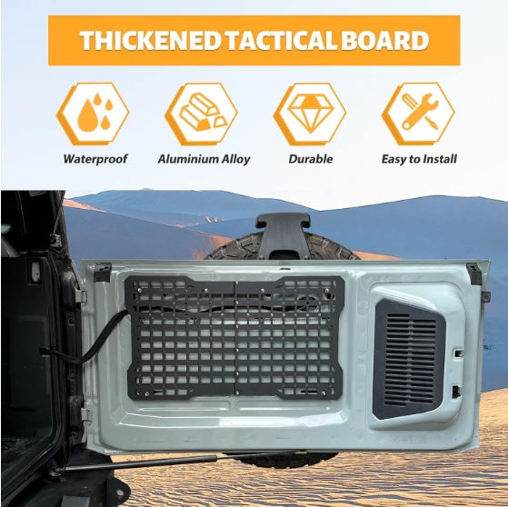 OFF ROAD Tailgate Storage Panel Tailgate Molle Panel Steel Cargo Shelf Storage Luggage Holder Carrier For Ford Bronco Accessories 2021 2022 2023 2 4 Doors