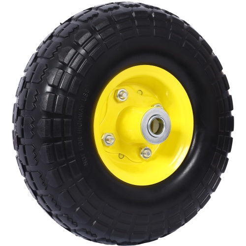 Heavy-Duty Flat Free PU Foam Tire And Wheel   4.10 X3.50-4, 10 Diameter, 5 8 Axle Bore Hole, 2.2 Offset Hub And Double Sealed Bearings For Hand Trucks Replacement,orange Color