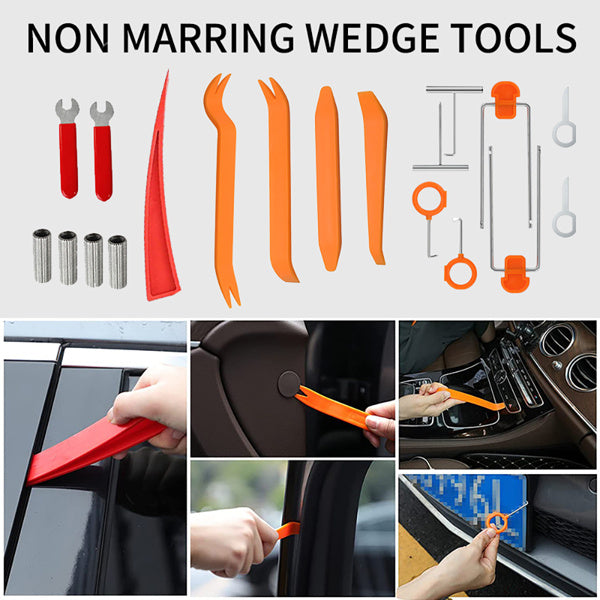34 Piece Car Tool Set Car Trim Removal Tool Double Prongs U-Hook Puller Set