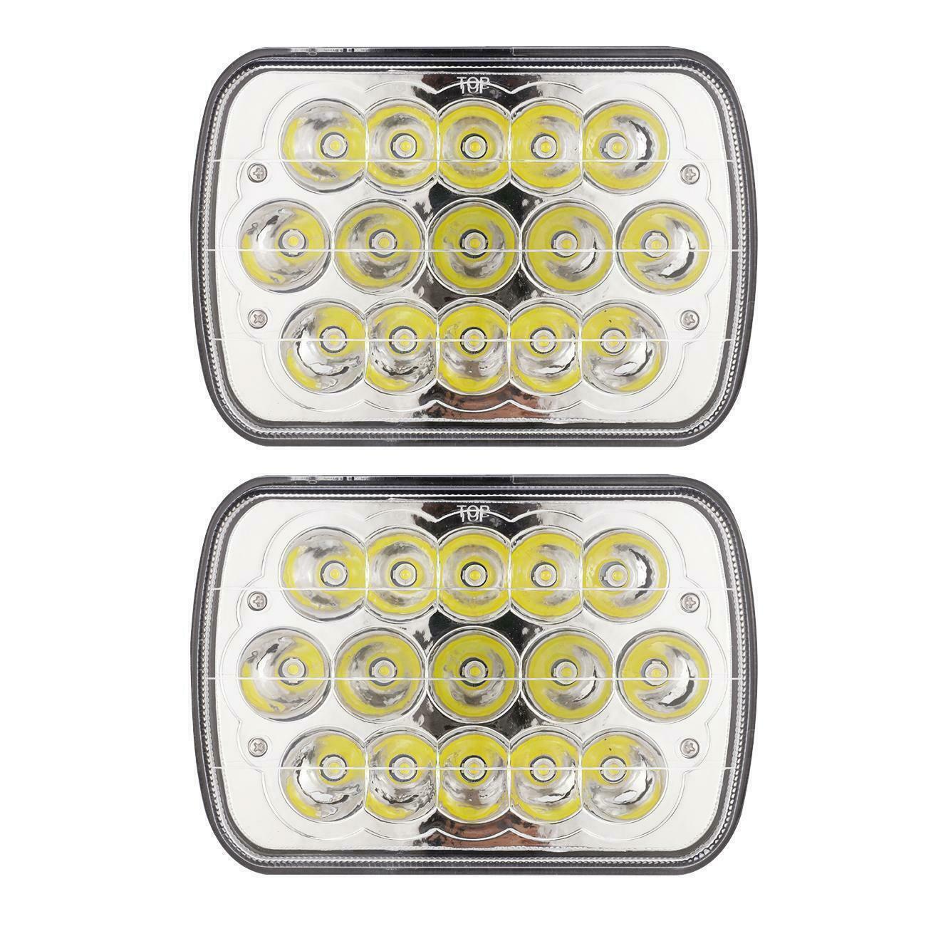 2Pcs 7x6  LED Headlight Headlamp Sealed Beam DRL For Wrangler JK TJ CJ LJ