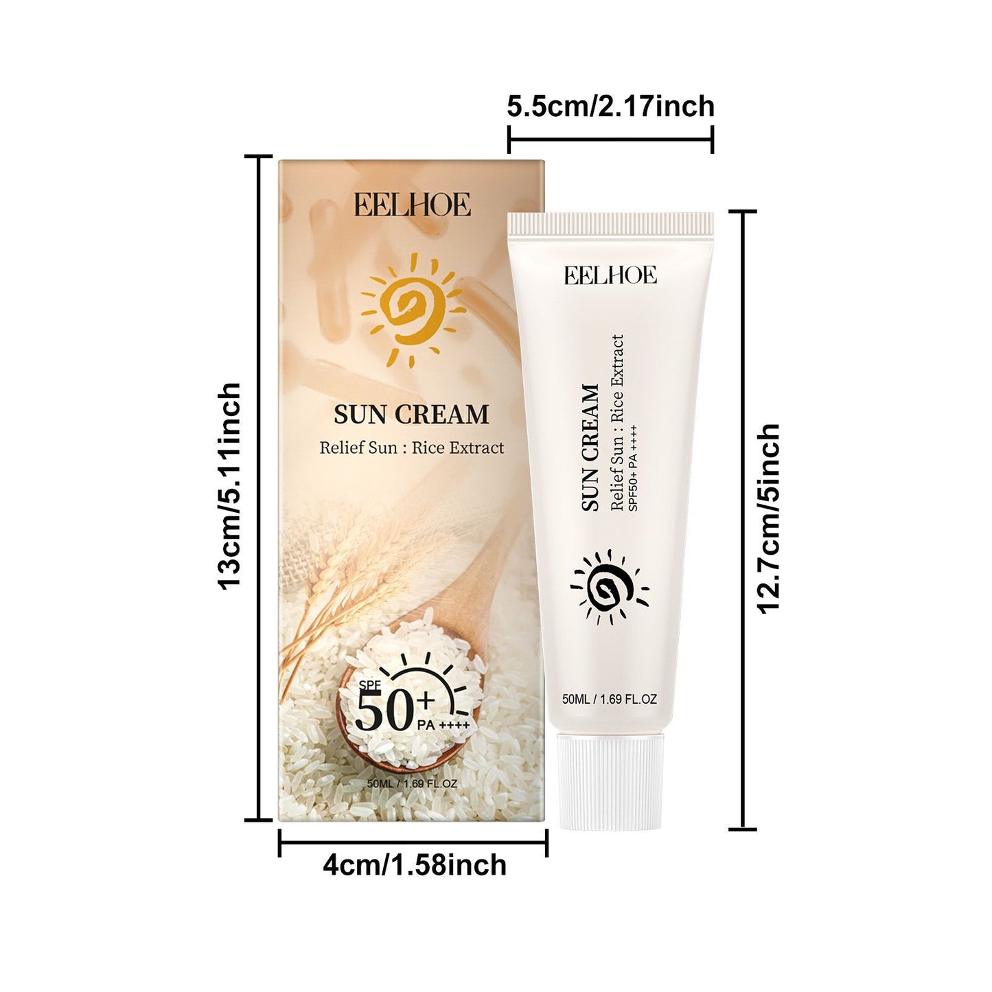 EELHOE Rice Protective Cream For Hydrating And Refreshing Without Greasiness, Provides Natural UV Protection And Sunburn Prevention, And Enhances Skin Elasticity