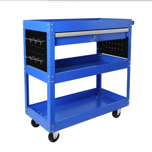 3 Tier Rolling Tool Cart, Heavy Duty Utility Cart Tool Organizer With Storage Drawer, Industrial Commercial Service Tool Cart For Mechanics, Garage, Warehouse & Repair Shop