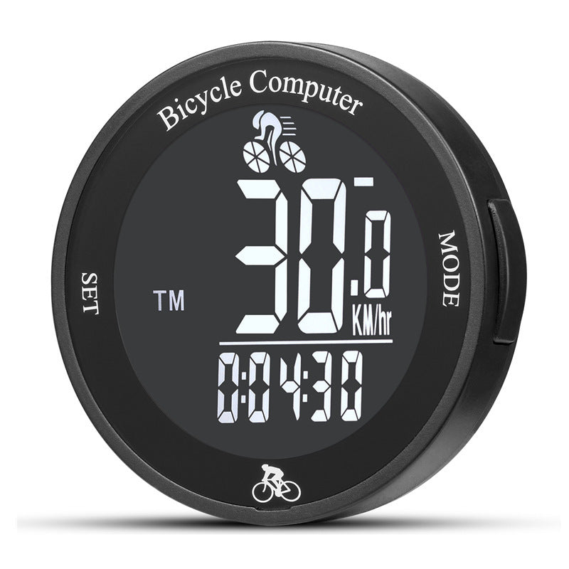 Black Wireless Waterproof Mountain Bike Round Tachymeter