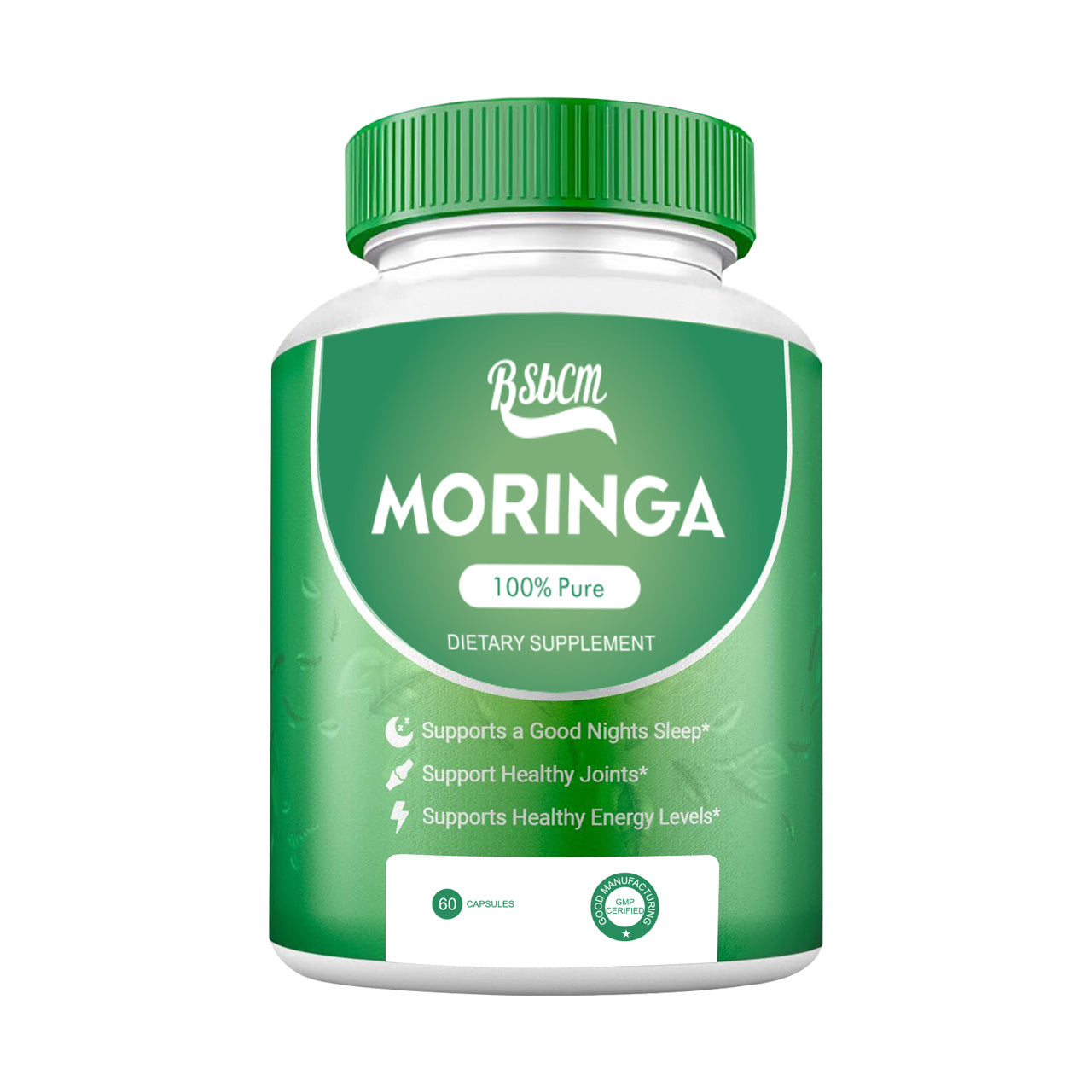 Pure Moringa Powder Capsules Of Nutrient-Rich Moringa - Natural Antioxidant Superfood - Promotes Energy, Skin Health, Gut Well-Being - With Essential Vitamins & Amino Acids 60 Count