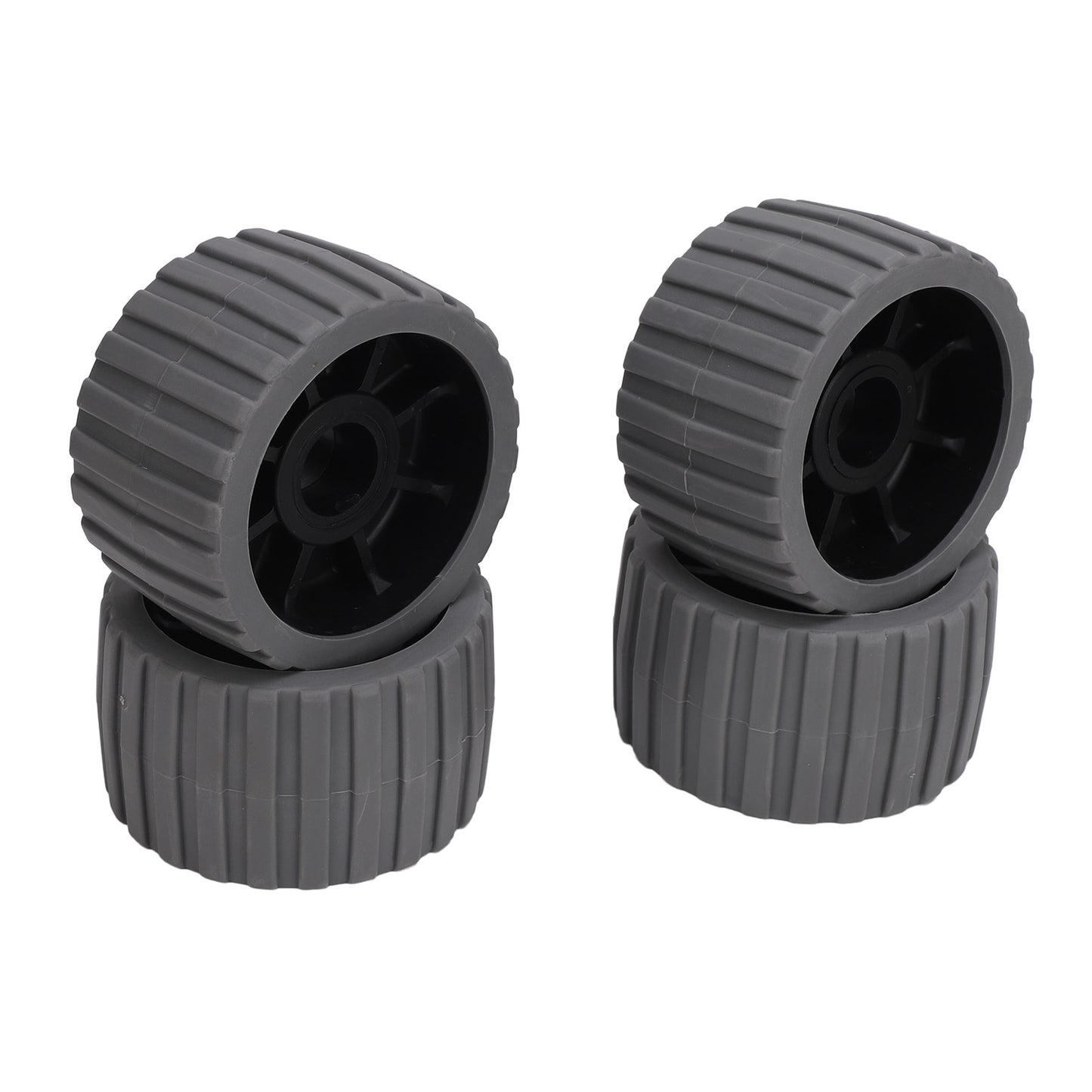 4PCS Trailer Wobble Rollers High Temp Resistant Poly Ribbed Wobble Roller for Boats Trailers 125 X 73 X 30mm Gray
