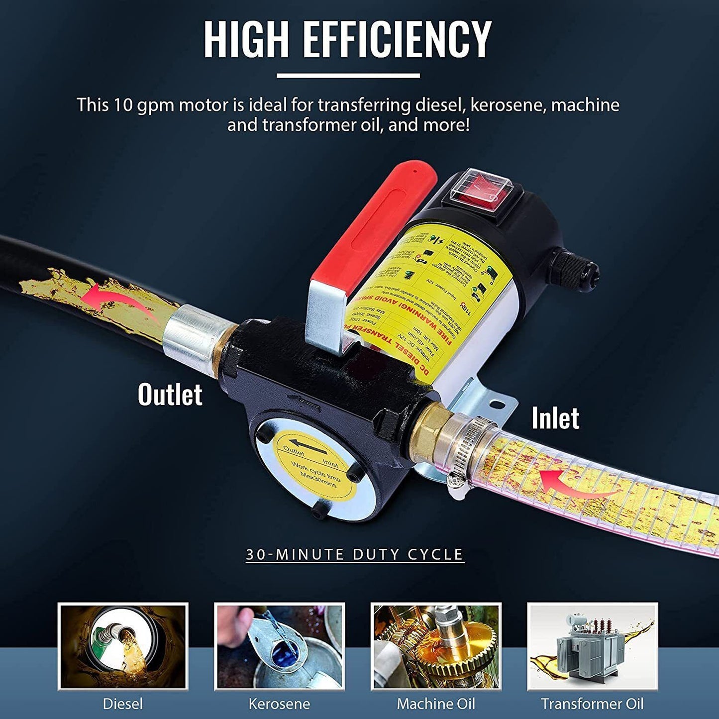 12V ELECTRIC FUEL TRANSFER  OIL DISPENSER 45L MIN FUEL EXTRACTOR 260W