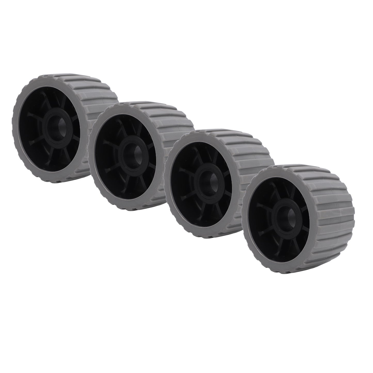 4PCS Trailer Wobble Rollers High Temp Resistant Poly Ribbed Wobble Roller for Boats Trailers 125 X 73 X 30mm Gray