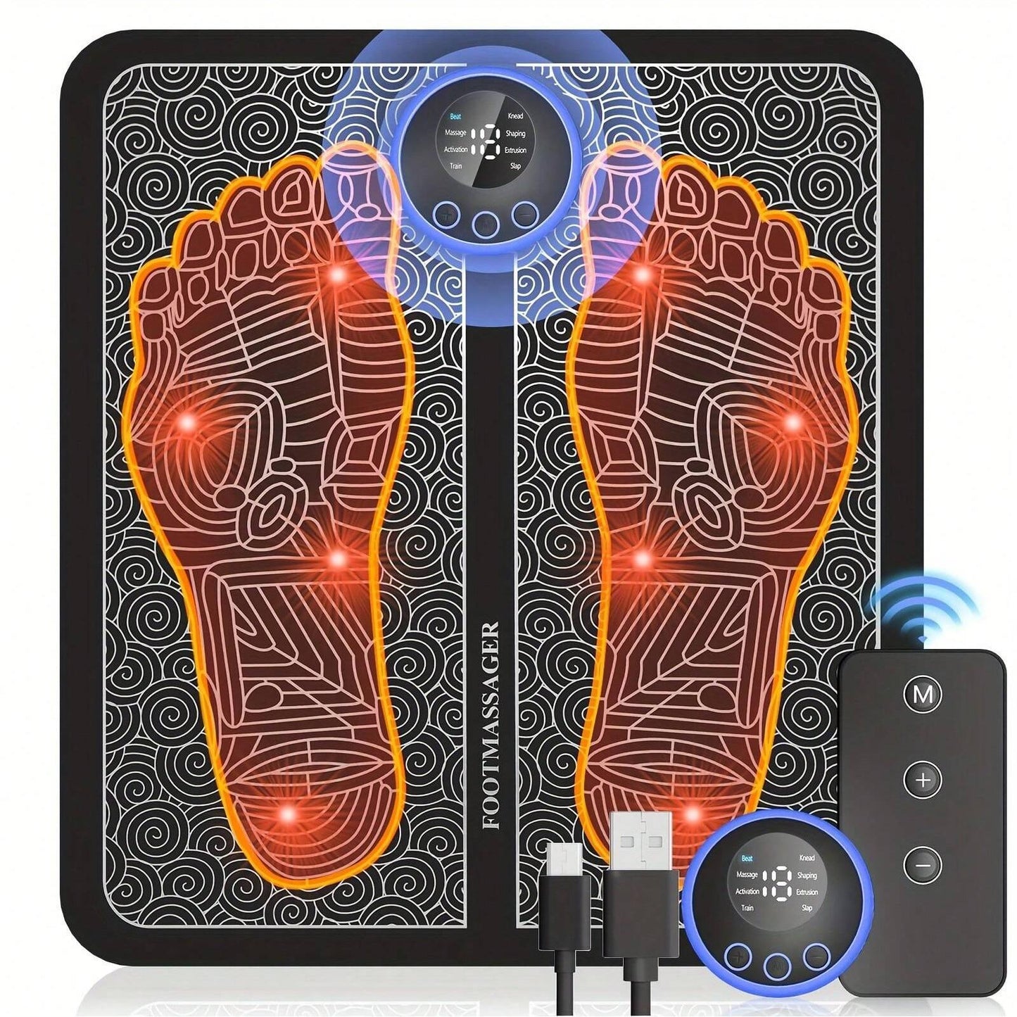 Neuropathy Foot Massager, Foot Pain Massage Pad, Muscle Relaxation, Portable Foot Massage Pad, Remote Control Foot Massager Stimulator