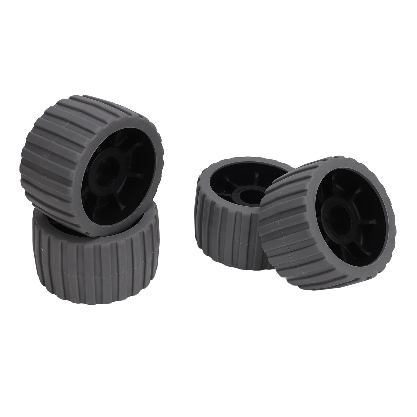 4PCS Trailer Wobble Rollers High Temp Resistant Poly Ribbed Wobble Roller for Boats Trailers 125 X 73 X 30mm Gray