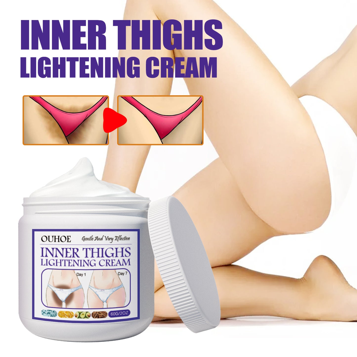 OUHOE Inner Thigh Skin Perfecting Cream Lightens Melanin Deposits On Inner Thighs, Moisturizes And Brightens Skin