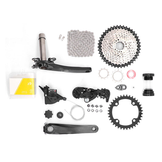 9 Speed Groupset 42T Flywheel Bike Shift Kit Crank Shifter Rear Derailleur Chain Set 36T Crankset