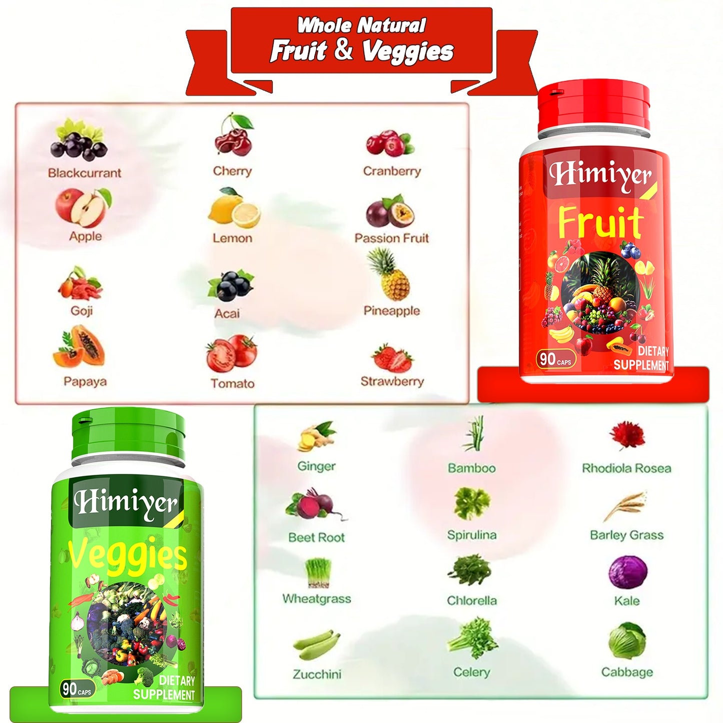 Fruit And Vegetable Capsules Set Of 2 Bottles