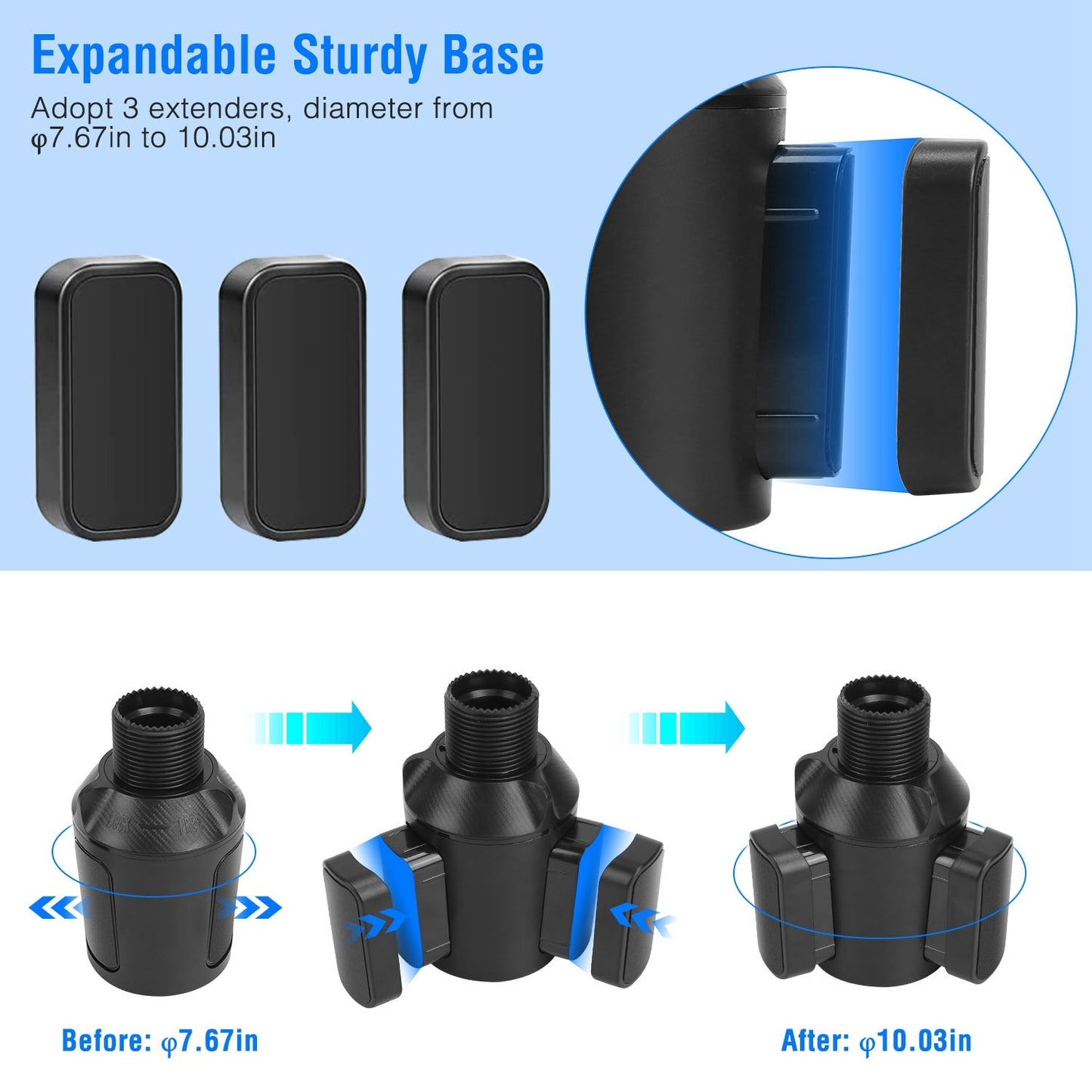 4-in-1 Car Cup Holder Tray FoodTable Phone Hold Car ExpanderDetachable 360 Degree Rotatable Expandable Base Car Desk