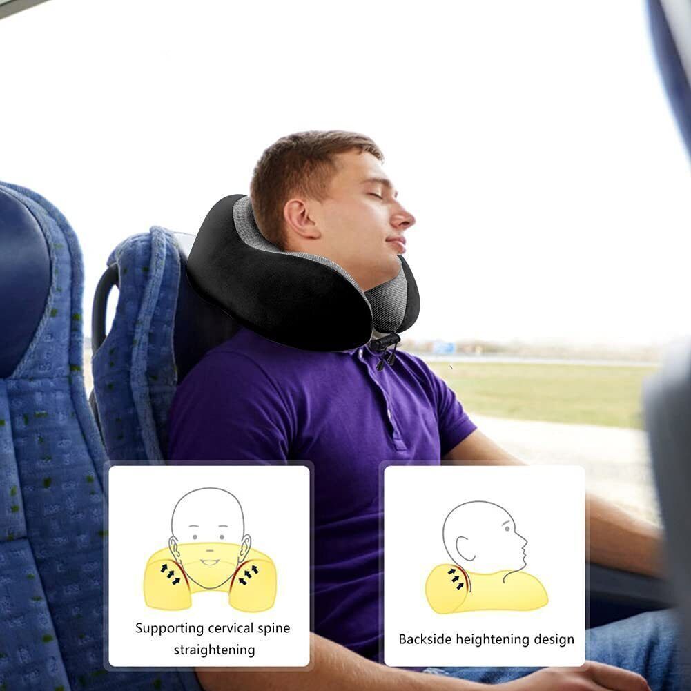 Memory Foam Travel Pillow Neck Pillow 360 Degree Headrest With Storage Bag