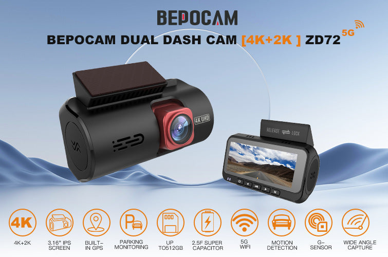 Front And Rear Double Record Tachograph 4K HD