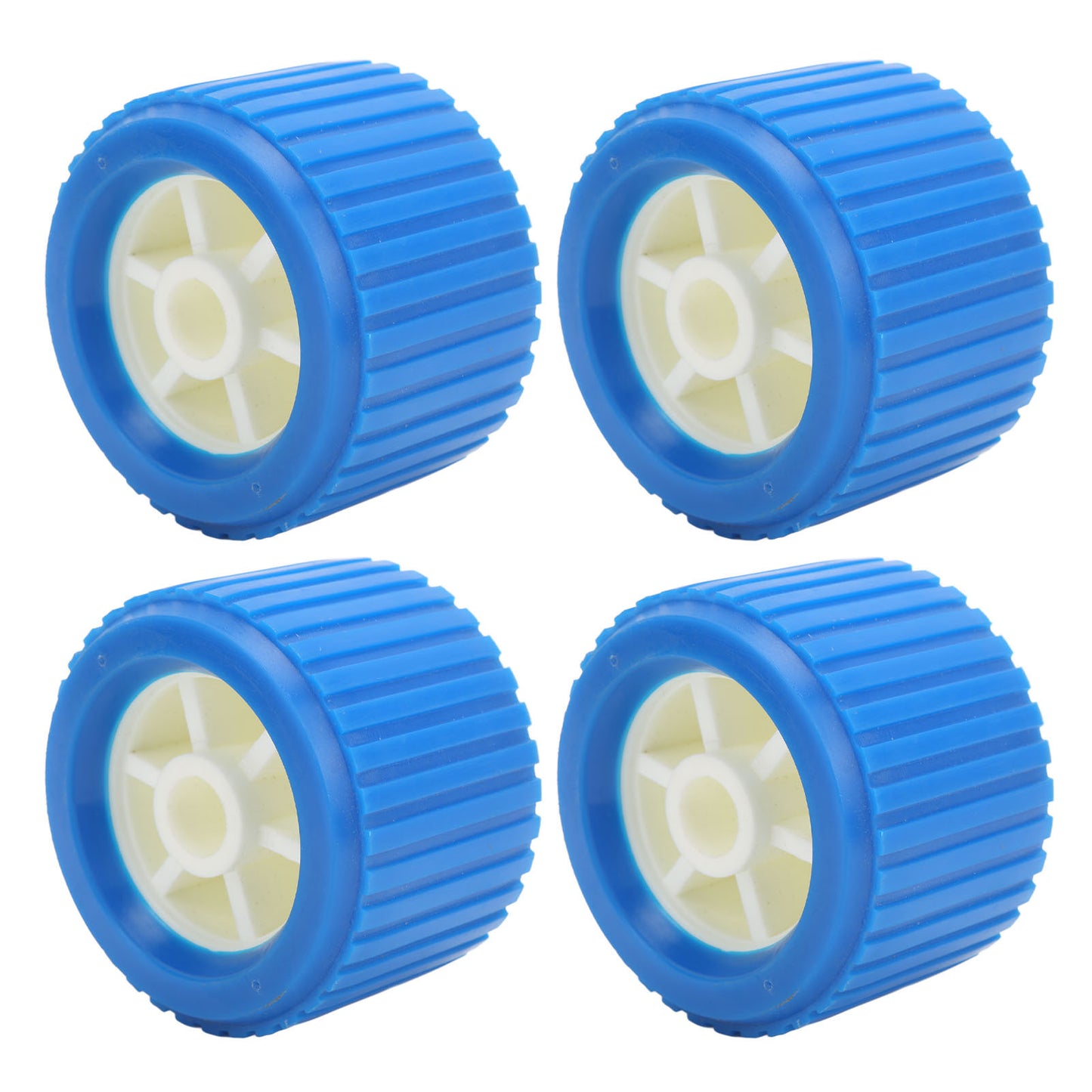 4PCS Marine Ribbed Wobble Roller 108x75x19mm Blue PP High Temp Resistant for Boat Yacht Trailer