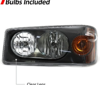 Headlight Assembly Fit For Mack Granite GU713, Left Driver Side And Right Passenger Side Headlight Assembly Both Sides Compatible With Select Mack Model