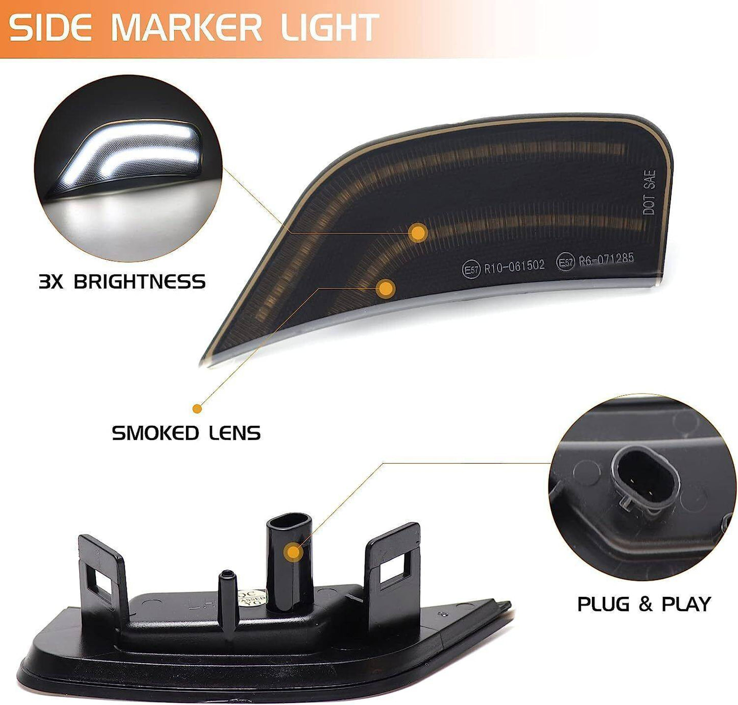 White Side Marker Lights For 2021-up Cadillac Escalade Chevy Suburban GMC Yukon