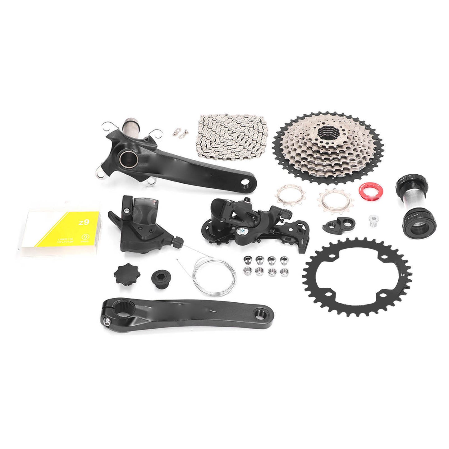 9 Speed Groupset 42T Flywheel Bike Shift Kit Crank Shifter Rear Derailleur Chain Set 36T Crankset