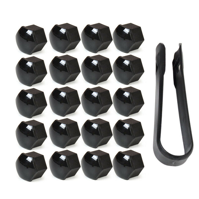 20x 17mm Black Plastic Wheel Nut Bolt Covers Caps Universal For Any Car Locking