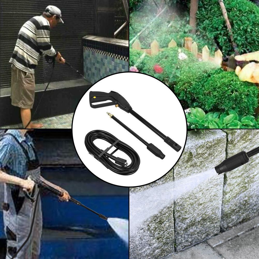 High Pressure Power Washer Spray Gun Jet Lance Trigger Wash Wand & 8M Hose Kit