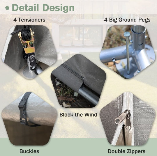 6x6 Ft Garden Shed Heavy Duty Outdoor Portable Garage Ventilated Car Canopy Carports