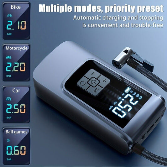 Cordless Digital Car Tyre Inflator USB Rechargeable Tire Air Compressor
