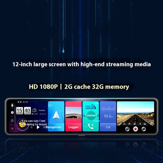 Rearview Mirror 12 Inch 2.5K Tachograph