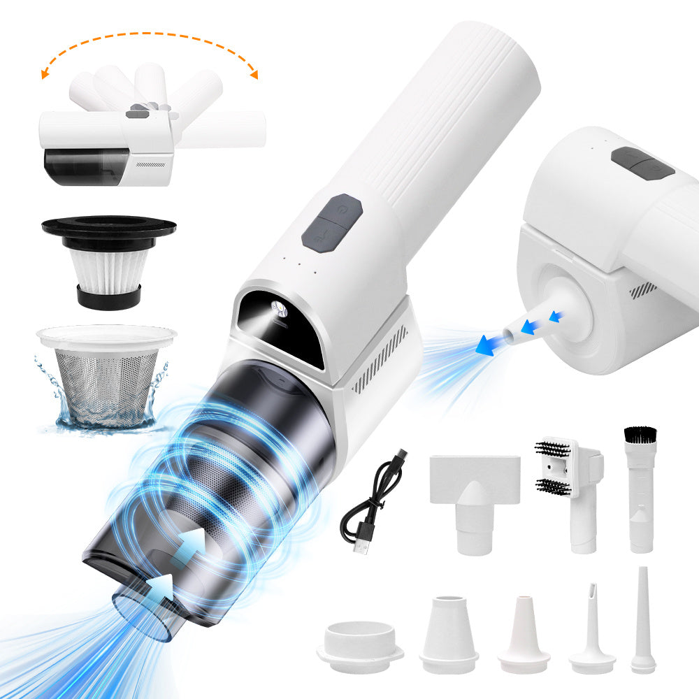 Handheld Vacuum Cordless Car Vacuum With Strong Suction Car Rechargeable 180 Foldable Inflator Portable Suction Low Noise