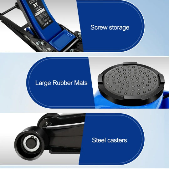 Floor Jack,3Ton 6600lbs Low Profile Floor Jack,dual Piston Quick Lift Pump,Lifting Range 75mm 2.95   500mm 19.69,Blue