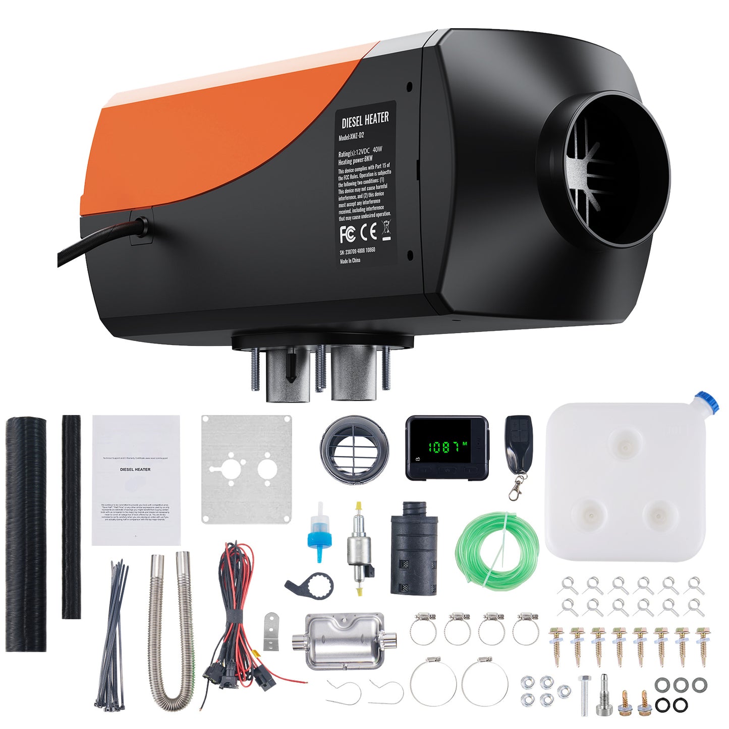 VEVOR Diesel Air Heater, 12V 8KW Diesel Heater With Remote Control And LCD, 10L Fuel Tank Diesel Parking Heater, Rapid Heating And Low Noise For RV Trailer Camper Van Boat And Indoors