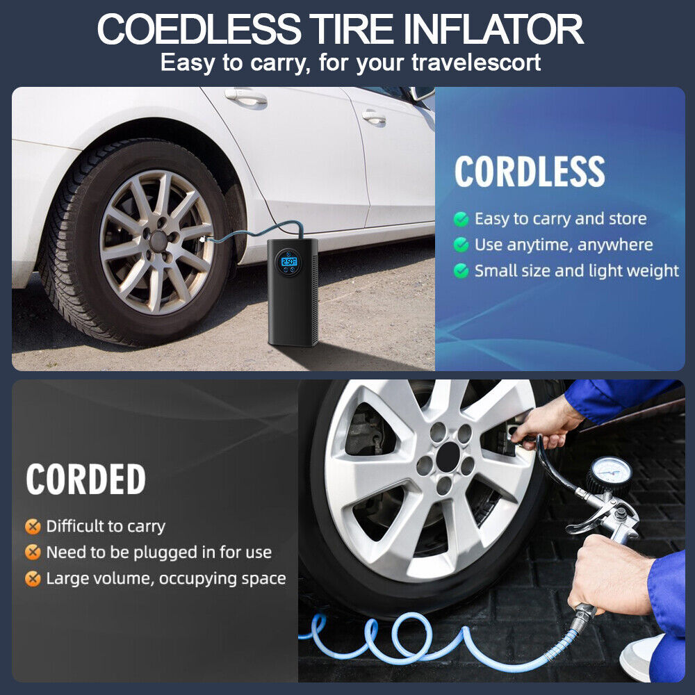 Car Tire Inflator Cordless Digital Display Rechargeable Tire Air Compressor