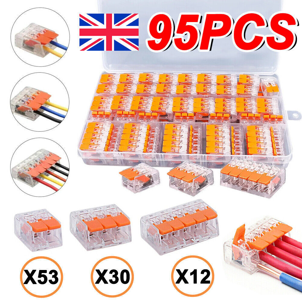 95x For Wago 221 Electrical Connectors Wire Block Clamp Terminal Cable Reusable-