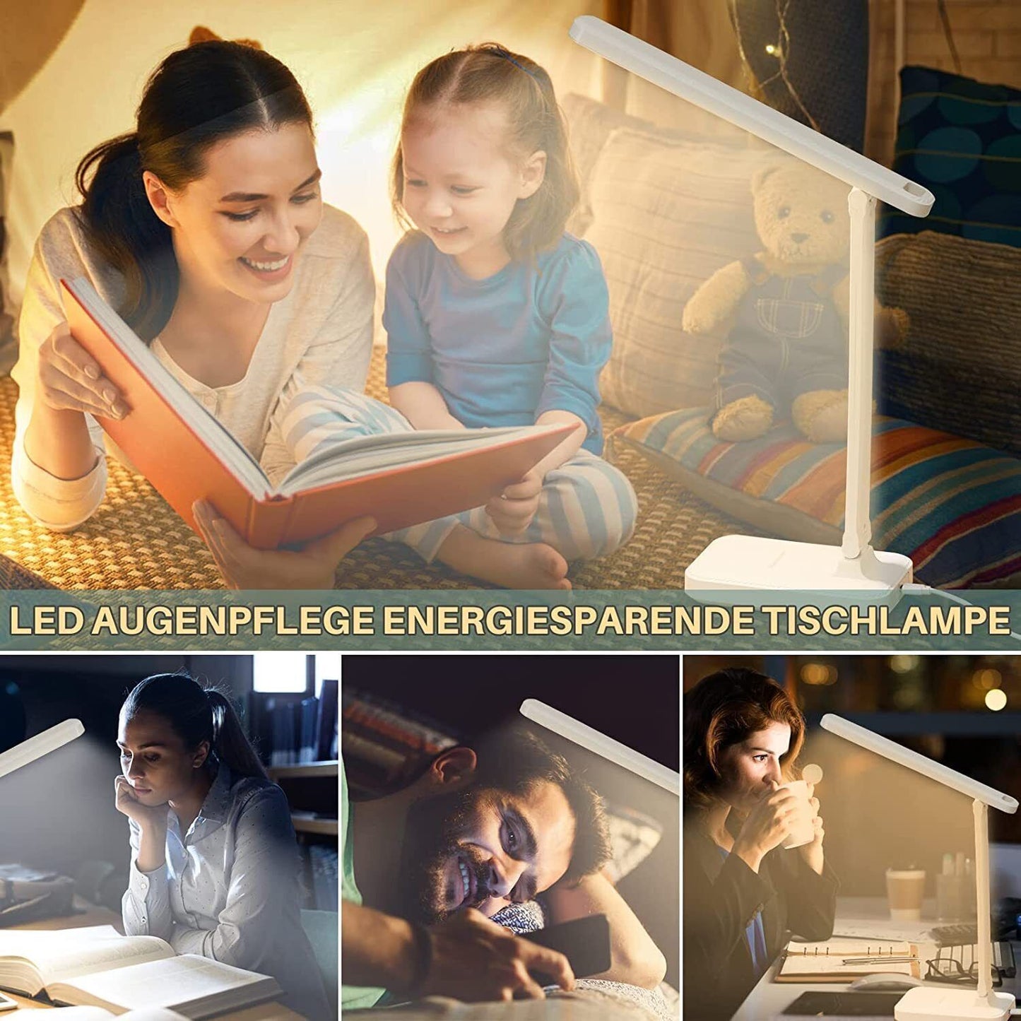 Rechargeable USB Desk Light LED Flexible Touch Bedside Reading Lamp Dimmable UK