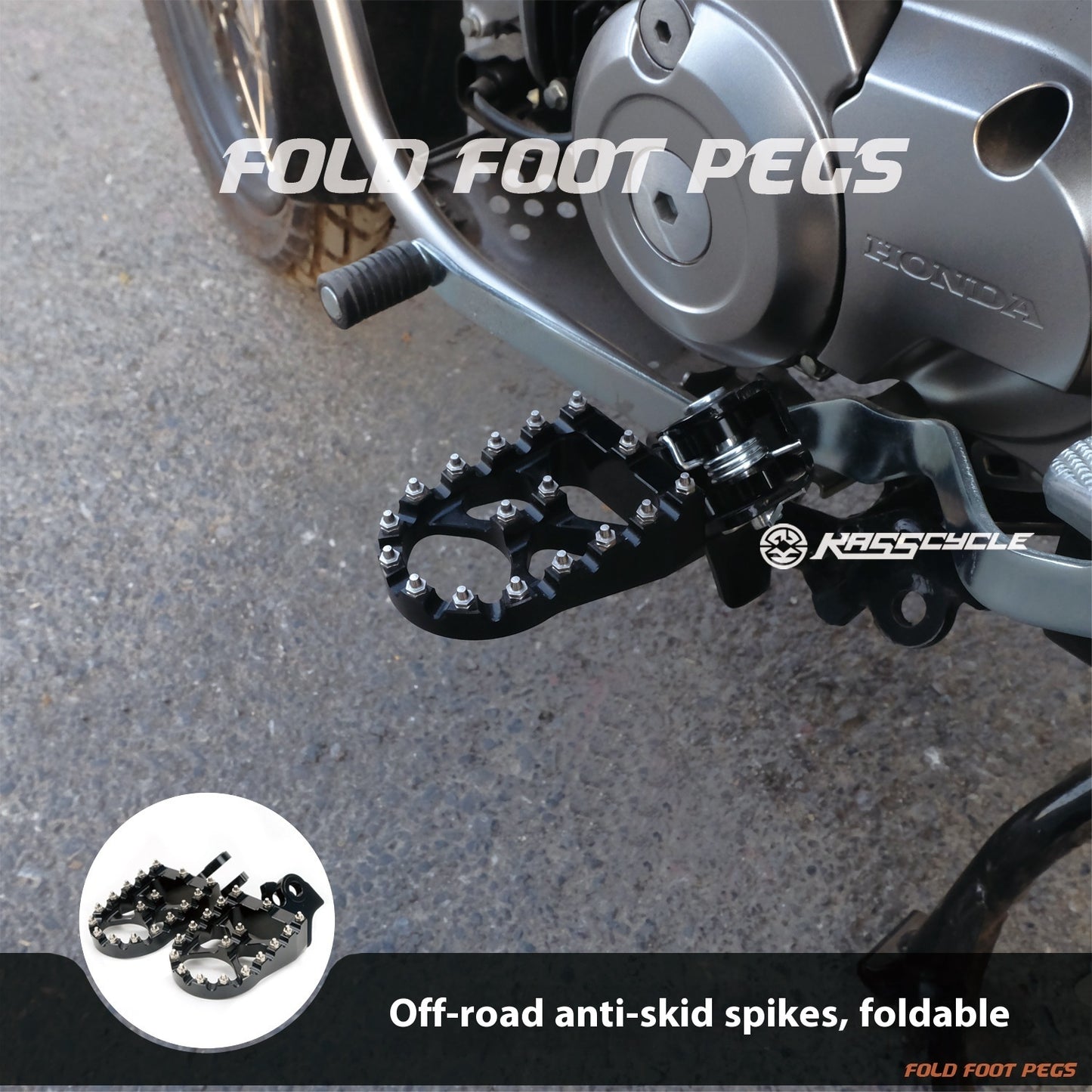 Folding Aluminum Alloy Pedal Modified Foldable Non-slip Spike Pedal Hunter Motorcycle Off-road Pedal