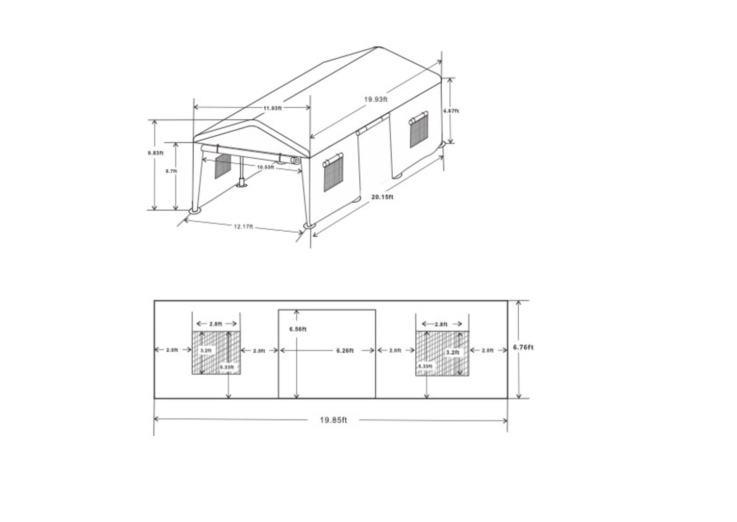 12x20ft Heavy Duty Outdoor Portable Garage Ventilated Canopy Carports